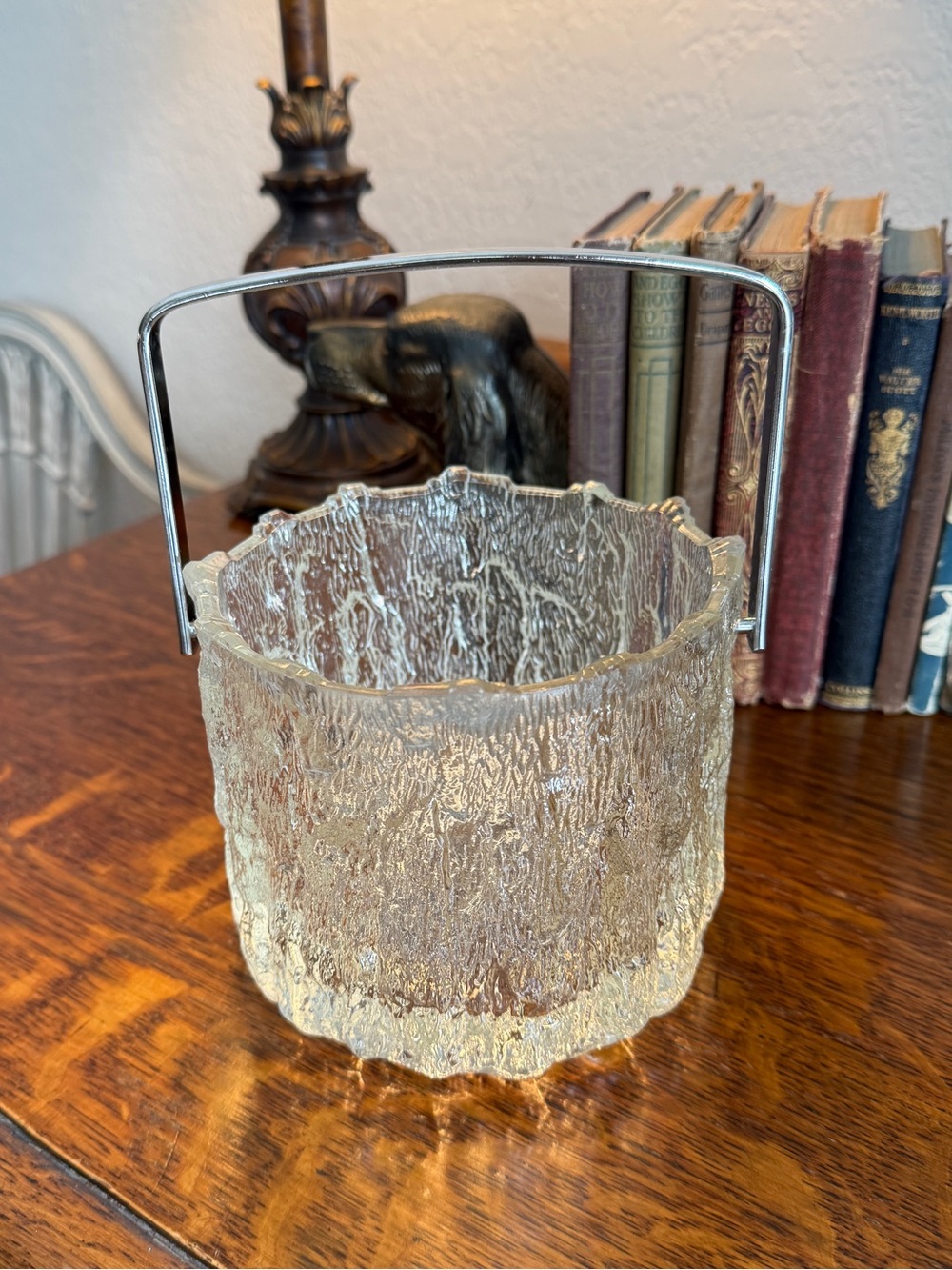 MCM Littala “Seita” Icicle Glass Ice Bucket by Tapio Wirkkala Chrome Handle - Picture 15 of 17